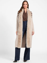 Akilah Faux Fur-Trim Longline Cardigan