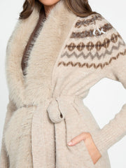 Akilah Faux Fur-Trim Longline Cardigan