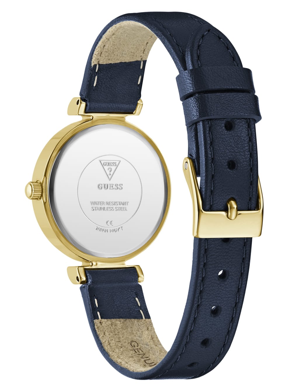Gold-Tone and Navy Leather Analog Watch