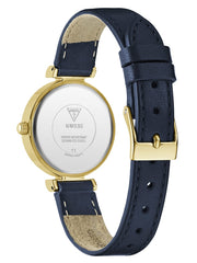 Gold-Tone and Navy Leather Analog Watch