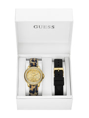 Gold-Tone Leather Multifunction Watch