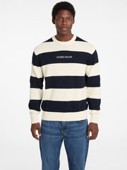 Striped Embroidered Logo Sweater
