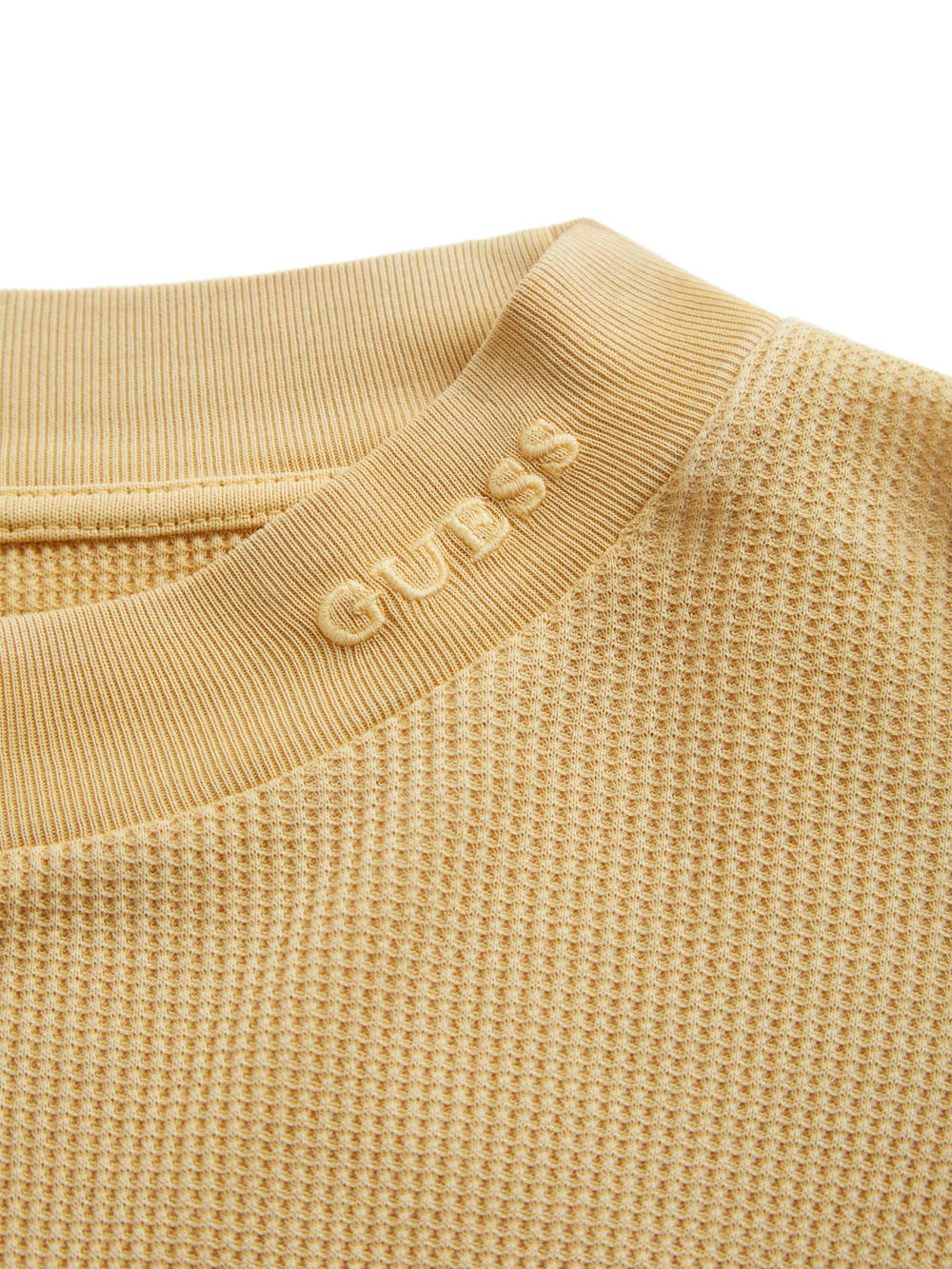 long-sleeve waffle mockneck