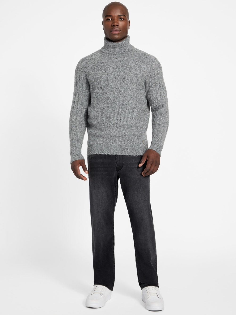 Eco Jemmy Turtleneck Mixed-Stitch Sweater