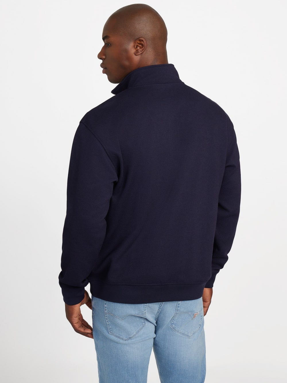 Eco Harris Twill Zip Mock Neck Sweater