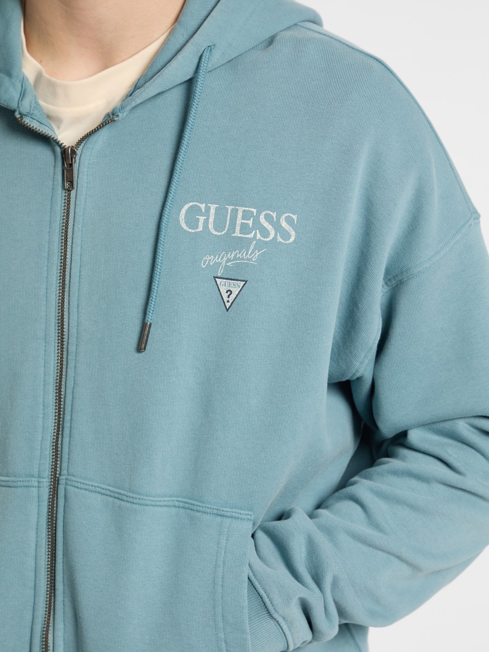 GUESS Originals Garment Dyed Zip-Up Hoodie