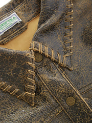 crackle leather jacket