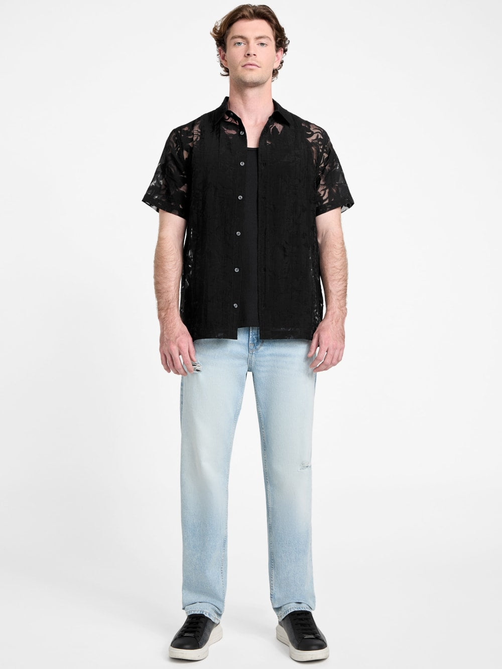 Floral Devore Burnout Shirt