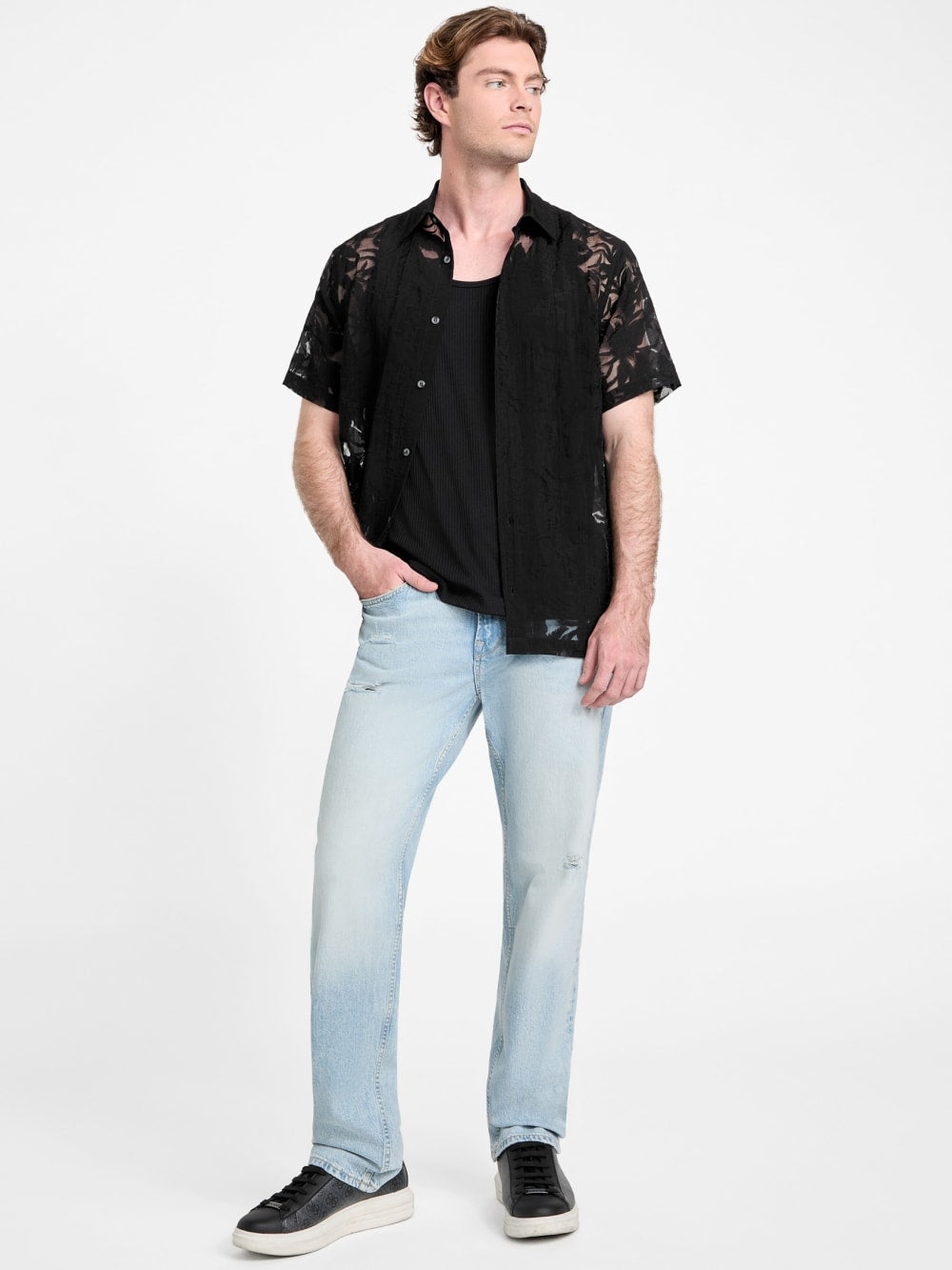 Floral Devore Burnout Shirt