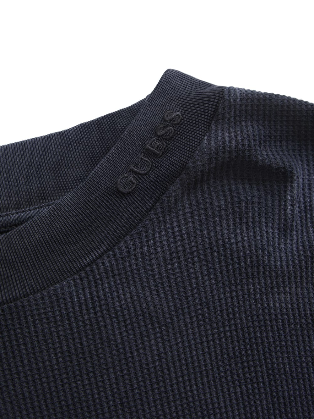 long-sleeve waffle mockneck
